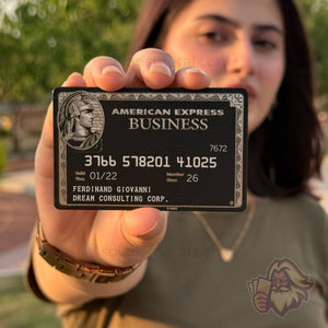 Matte-black Solaris metal business-style card, front view (alternate)