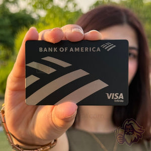 Solaris metal card inspired by the Bank of America card, front view