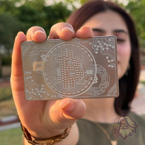 Bitcoin silver Solaris metal card, front view