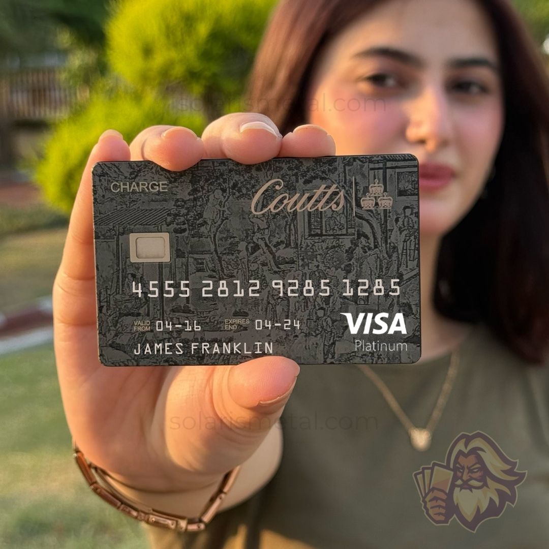 Coutts silk-design Solaris metal card, front view