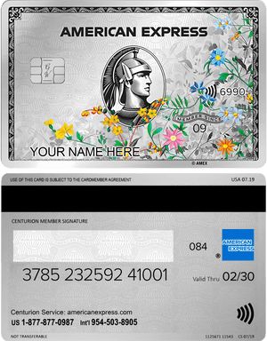 High-end platinum AMX card with stylish and luxurious floral engraving