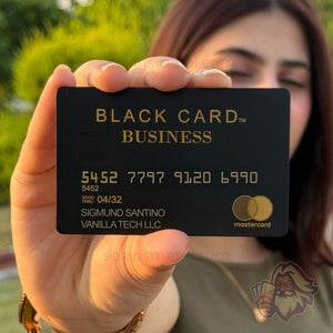 Luxury black-and-gold American Express–design Solaris metal card, front view