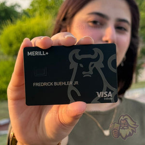 Solaris metal card inspired by the Merrill Lynch card, front view