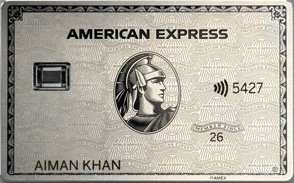 Platinum AMEX-inspired stainless steel metal card by Solaris Metal Cards