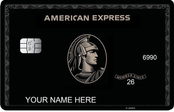 Black Centurion metal AMEX card by Premier Metal Cards