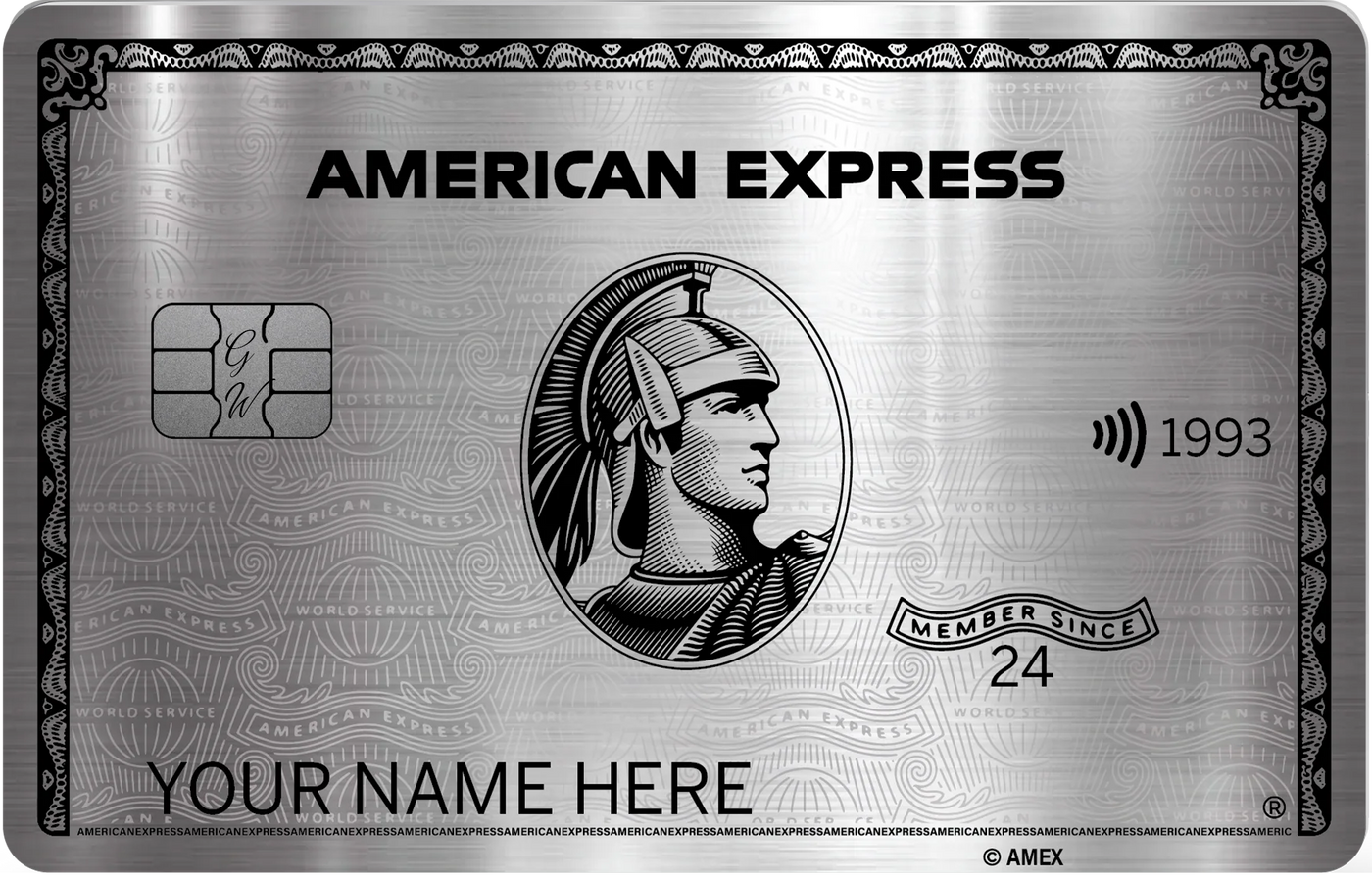 Silver metal AMEX card chip transfer guide