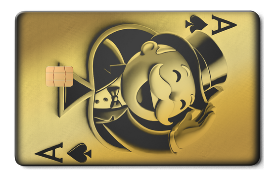 Ace of Monopoly metal card by Gold Wraps, stainless steel crossover design
