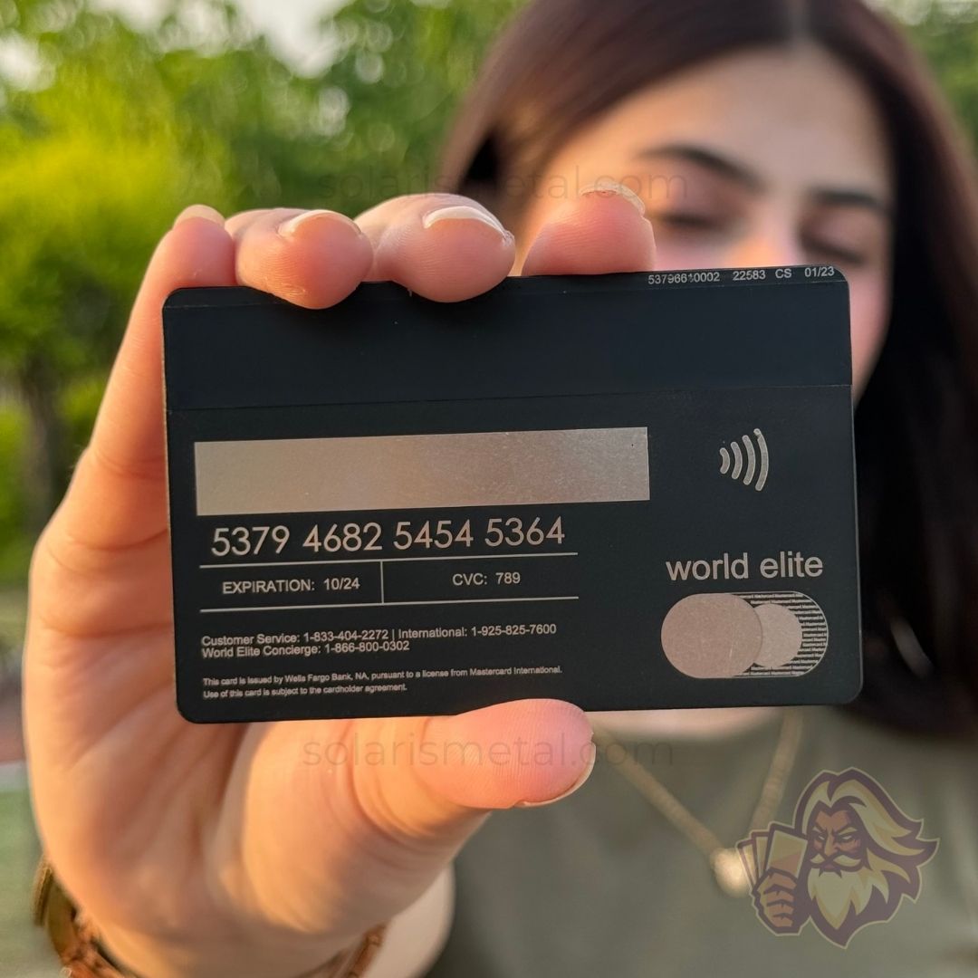 Solaris metal card inspired by the Bilt Rewards card, back view