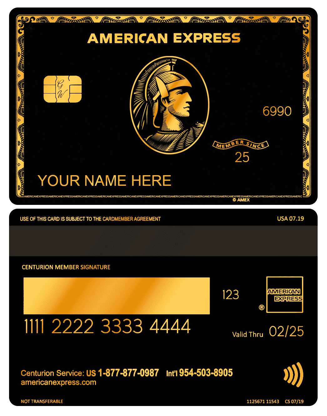 Premium black metal AMX card with sophisticated gold accents