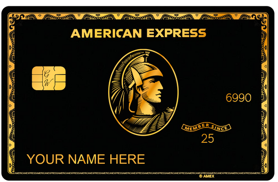 Black Gold AMEX metal card by Gold Wraps, premium black and gold stainless steel luxury card