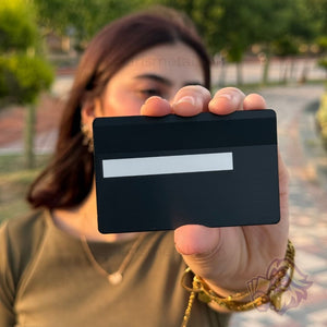 Bitcoin matte-black Solaris metal card, back view