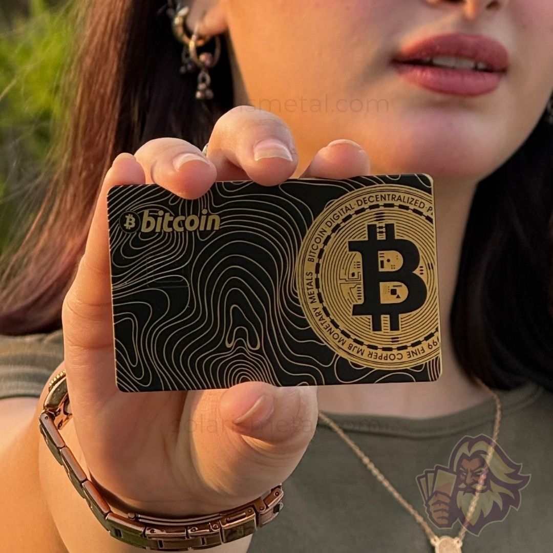Bitcoin Mastercard-style Solaris metal card, front view