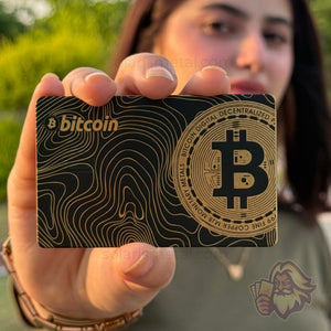 Bitcoin Mastercard-style Solaris metal card, front view (alternate)
