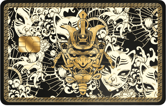 Japanese Samurai metal card by Gold Wraps, stainless steel with samurai warrior design