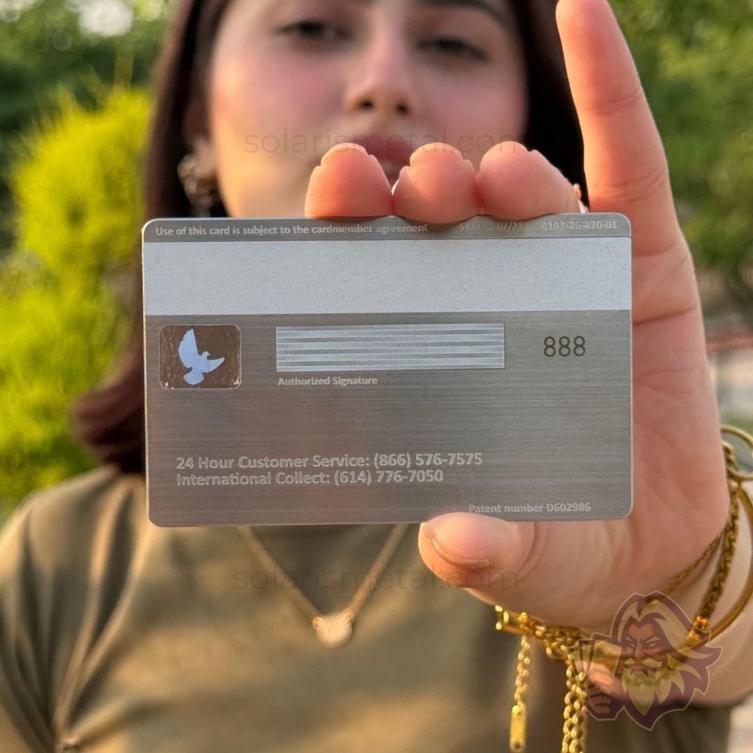 Solaris metal card inspired by the JP Morgan Reserve, back view