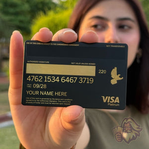 Solaris metal card with an engraved king design, back view