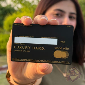 Luxury black-and-gold American Express–design Solaris metal card, back view