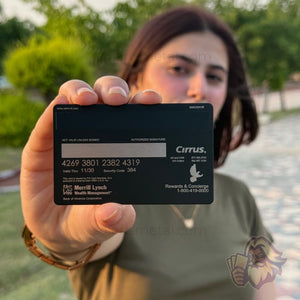 Solaris metal card inspired by the Merrill Lynch card, back view