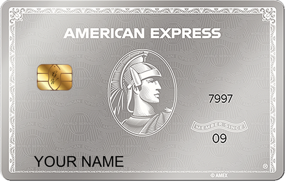 Mirror Platinum AMEX metal card by Gold Wraps, mirror-polished platinum stainless steel luxury card