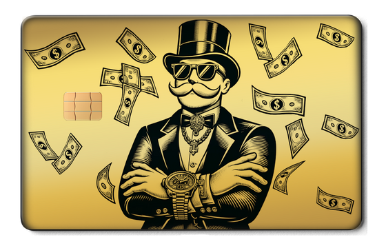 Monopoly Boss metal card by Gold Wraps, premium stainless steel Monopoly Man design