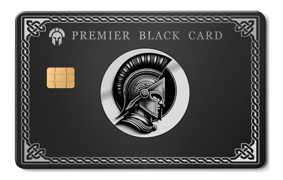 Premier Black Spartan metal card by Gold Wraps, premium stainless steel warrior design