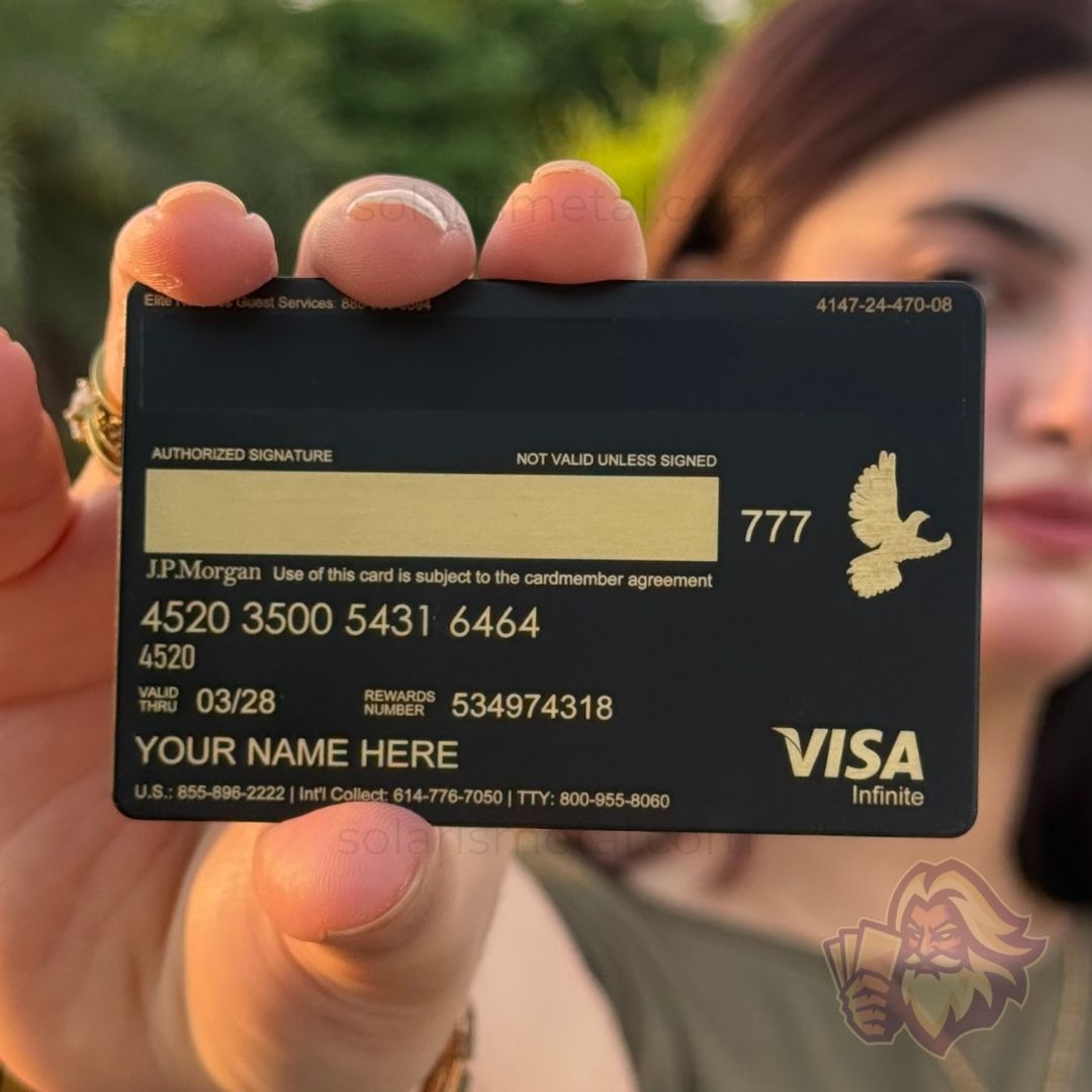 Solaris metal card inspired by the Ritz-Carlton card, back view