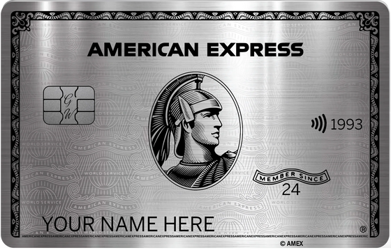 Platinum AMEX metal card by Gold Wraps, premium silver stainless steel luxury card