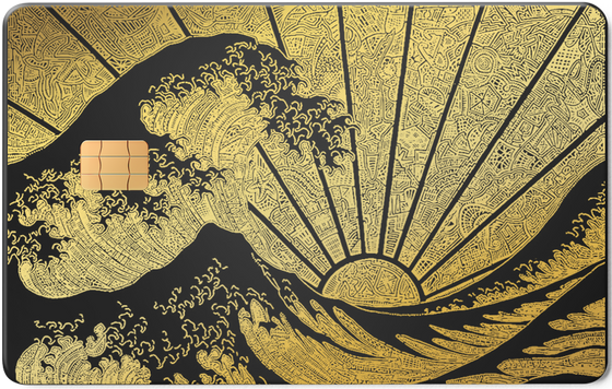 The Great Wave metal card by Gold Wraps, stainless steel with Hokusai wave design